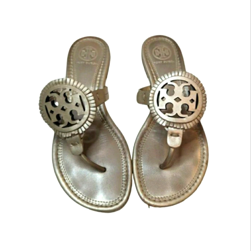 Tory Burch Designer Miller Gold Tassel boho fringe Sandals thong flip flop 6